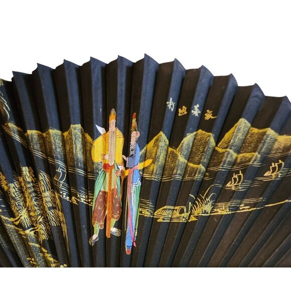 Hand-Painted Chinese Folding Fan Scenic  Bamboo Paper Includes Box - Picture 2 of 4